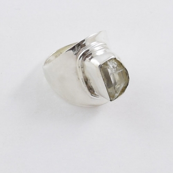Top design pure silver raw crystal ring